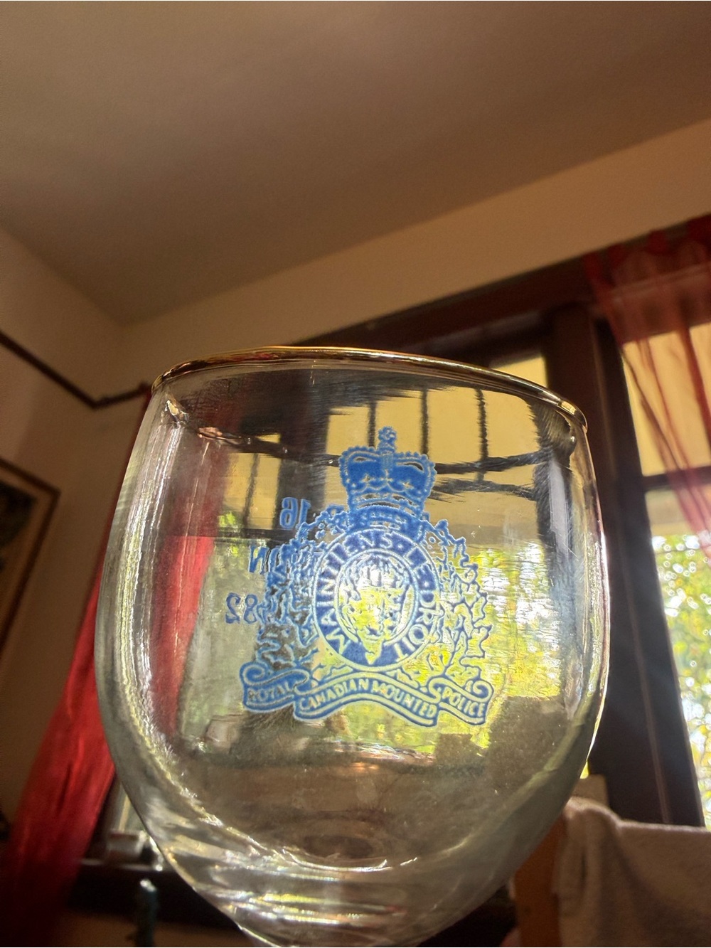 2 Royal Canadian Mounted Police Blue Emblem Decorative Glass